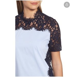 Halogen Lace and Poplin Top